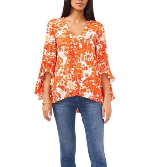 Vince Camuto Flowy Bell Sleeve Blouse Size  L - Picture 4 of 11